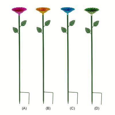 TEMU 4pcs Set Of Hummingbird Drinking Stations, Garden Metal Colored Flower Wild Bird Feeders, Bee Watering Station, Bath, Outdoor Garden Yard Decorations Image