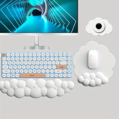 TEMU 3pcs-cloud Wrist Support Keyboard, Computer Keyboard Memory Foam Wrist Support, Ergonomic Wrist Support For Keyboard Typing , Keyboard Wrist Support Pad For Home Office And Gaming Image