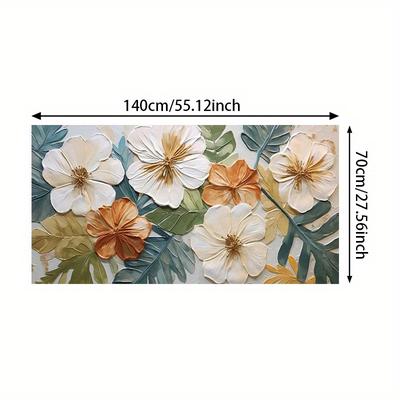 TEMU Large Modern Abstract Floral Canvas Wall Art - Frameless Flower Print In White, For Living Room And Bedroom Decor, 27.56x55.12in (70x140cm), Aesthetic Room Decor Image