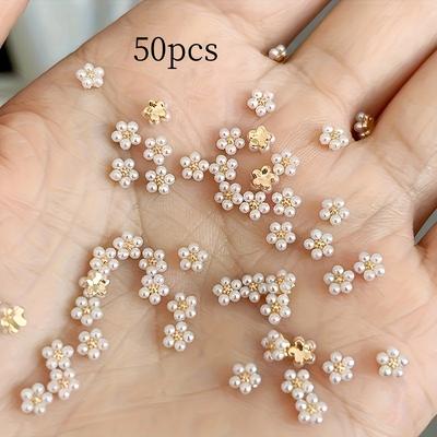 TEMU 50pcs 3d Nail Art Rhinestones, Unscented Small Nail Jewelry For Diy Manicure Decoration Image