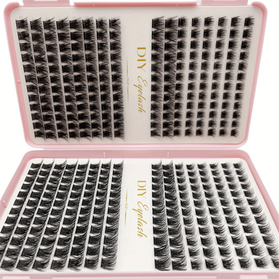 TEMU 1pc Diy Eyelash Extensions Kit - Individual Cluster Lashes, D , Multiple Lengths, Unscented, At Home Makeup Book Image