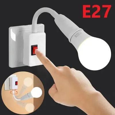 LED Base Direct Plug-in Rotary Lamp Head E27 Socket Lamp Bulb Holder with Switch EU US Plug Lamp Holder LED Table Lamp Lamp Base
