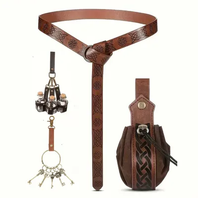 Viking Knights Renaissance-Accessoires, mittelalterlicher Gürtel, Kork, dunkle magische Image