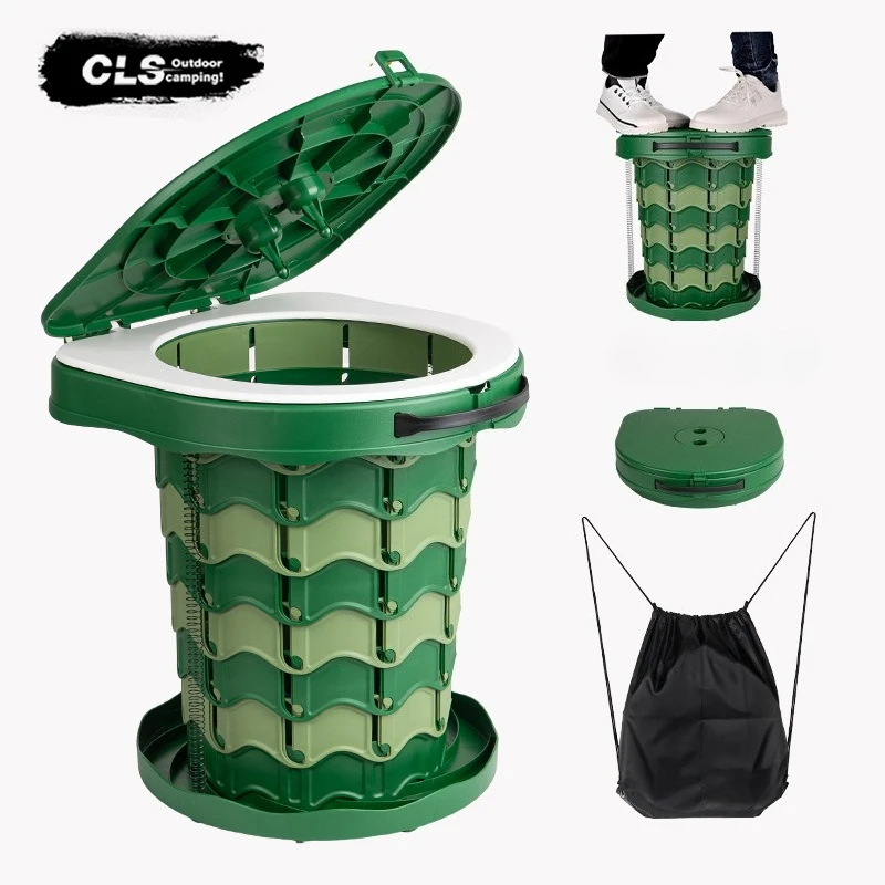 CLS Tragbare, faltbare Camping-Toilette, Outdoor-Reisen, Wandern, Kommode, mobiler Autohocker für Roadtrip, Notfalltoilette