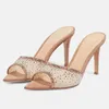 Funkelnde Kristall Frauen Hausschuhe Sommer Kühle Atmungsaktive Vielseitige frauen Schuhe Flip-Flops Spitz Peep Toe Frau Sandalen