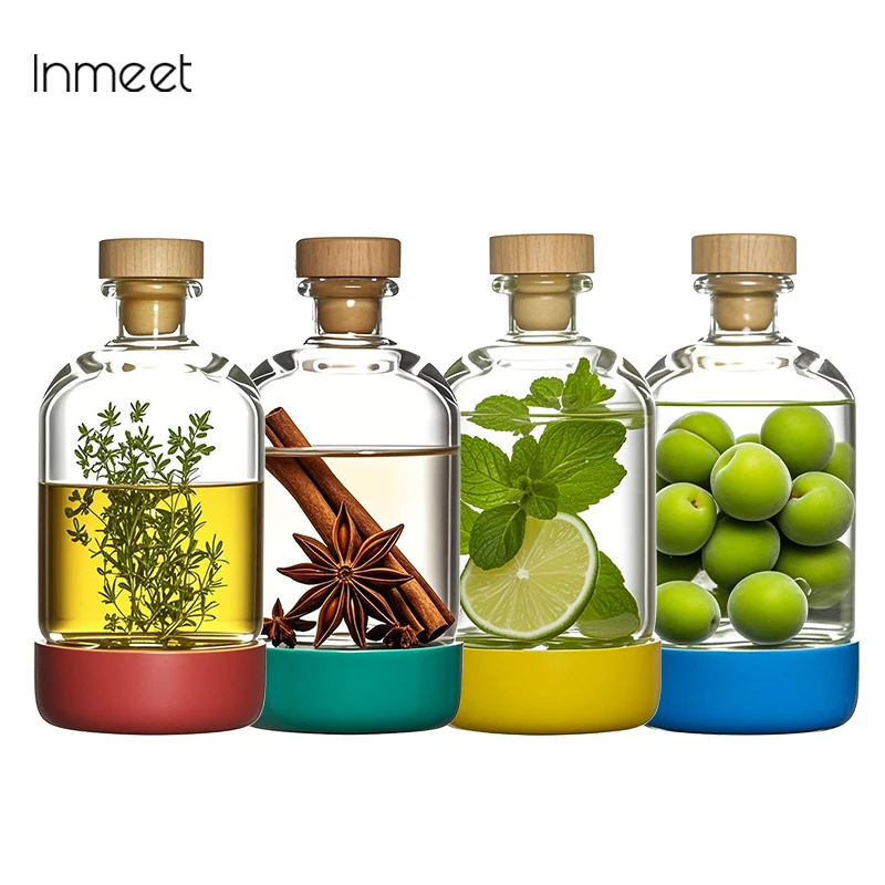 Inmeet Bar Professionelle Tauchflasche, vielseitig einsetzbar für Wein, Saft, Öl mit Flaschenverschluss – Glasflasche für den Haushalt, 450 ml, 1 Stück Image