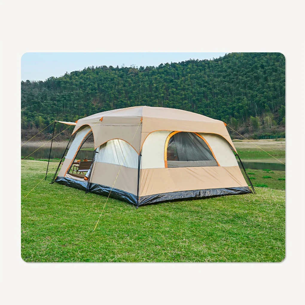 Doppellagiges, übergroßes Outdoor-Camping-Familienzelt für 3–12 Personen, 2 Zimmer, verdickte, regensichere Outdoor-Familiencamp-Tourenausrüstung Image