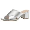 Pantolette MARCO TOZZI, Damen, Gr. 41, silber (silberfarben), Lederimitat, unifarben, glänzend, elegant, Schuhe, Blockabsatz, Sommerschuh, Schlappen mit gekreuzter Bandage