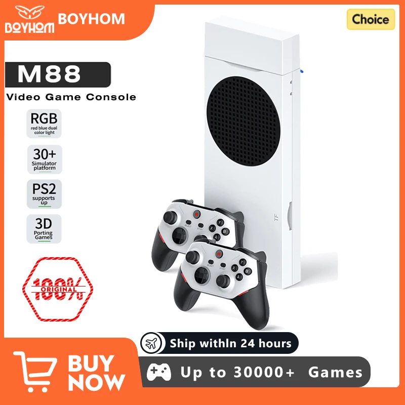 BOYHOM M88 Retro-Videospielkonsolen Super Console wiederaufladbarer kabelloser Gamecontroller RGB-Beleuchtung für PS2/PS1/SS/DC/N64/MAME