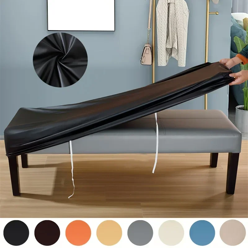 1 Stück PU-Leder elastische Esszimmerstuhl Klavier Bank Abdeckung Spandex elastische abnehmbare und waschbare Esszimmerstuhl Klavier Bank Abdeckung