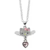 Kawaii Hello Kitty Engelsflügel Halskette Rosa Herz Kitty Katze Anhänger Schlüsselbein Schmuck für