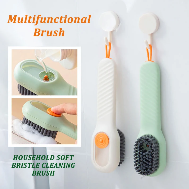 Multifunktionale flüssige Schuhbürste, weiche Borsten, langer Griff, Bürste für Schuhe, Kleidung, Brett, Haushaltsreinigungswerkzeug Image