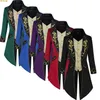Schwarze Steampunk-Frackjacke für Herren, roter Gothic-Mantel, grün, lila, blau optional, Größe
