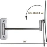 TIANMZC-Modern Chrome Polished Stainless Steel Rectangular Mirror | Wall Mounted Magnifying Mirror for Precise Makeup Application | Adjustable Arm Tilt for Easy Positioning | 3X Magnification