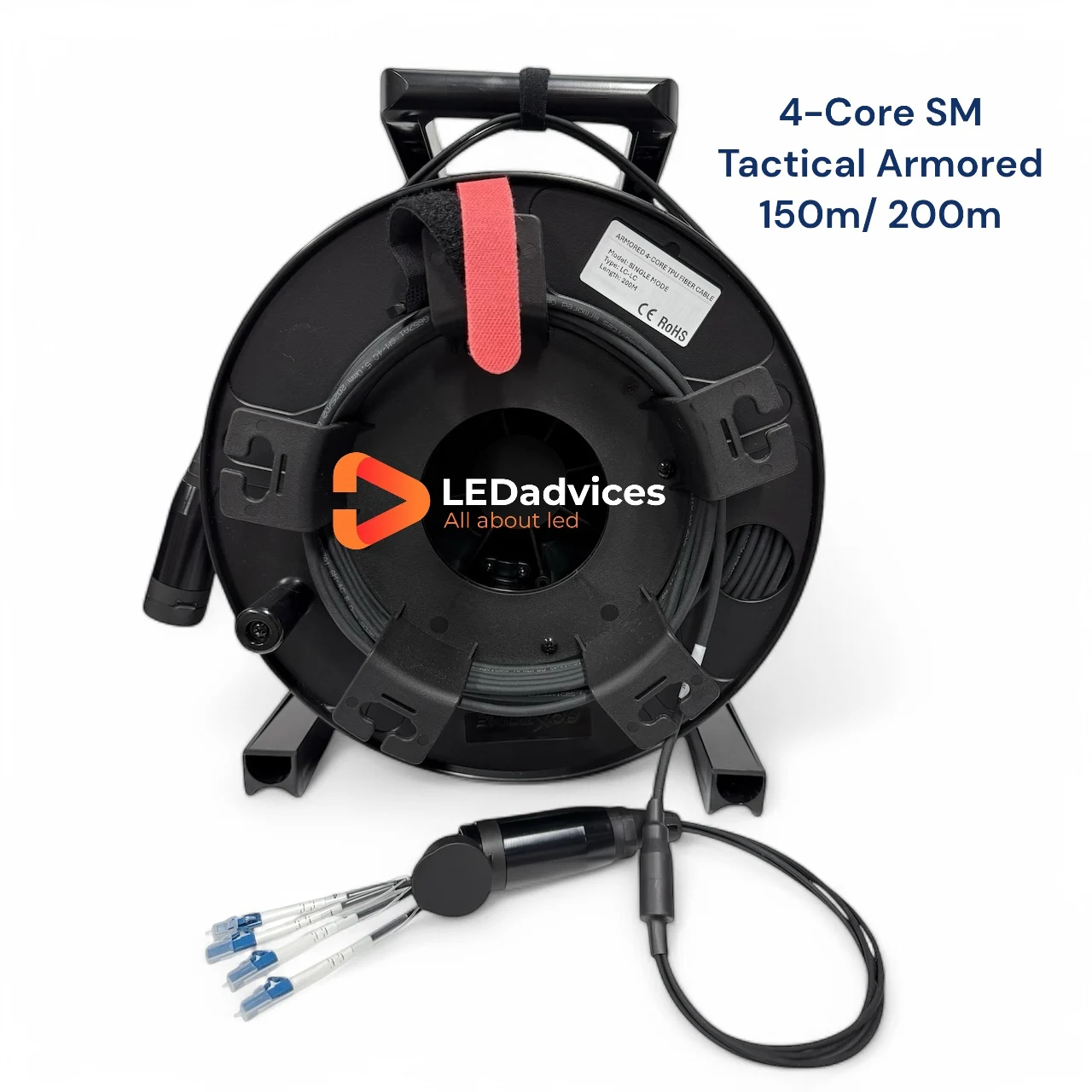 4-adriges Singlemode 150m 200m gepanzertes taktisches Glasfaserkabel LC/SC/FC/ST TPU G657A1 SM 5,0mm für Outdoor-Verleih und Event-Displays Image