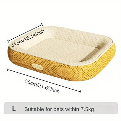 TEMU 1pc Summer Cooling Pet Bed Mat For Small To Medium Dogs And Cats - Breathable Pp Design, Fresh & Non-sticky Cooling Fiber, , Yellow, Pet Pad | Stylish Pet Bed | Nonsticky Fiber Image