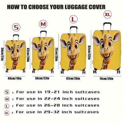 TEMU 1pc Creative Fashion Luggage Cover With Cute Giraffe Design - Polyester Suitcase Protector, Machine Washable Travel Accessory For All , Mixed Colors, Luggage For Travel Image