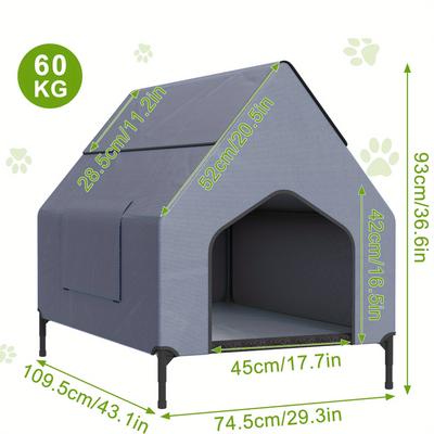 TEMU S/m/l Gray Animal House With Doors And Windows With Bed Dog Kennel Dog House Dog Hut Pet House Suitable For Indoor And Outdoor Image