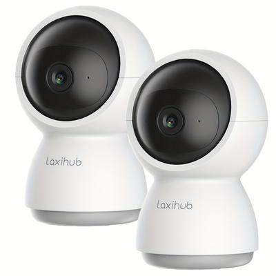TEMU 2pcs Laxihub Smart Baby/pet Camera, 5g/2.4ghz Dual Band Wifi Cameras, Indoor Security Camera, 360° Pan & Tilt, 2-way Audio, Night , Phone App Control Image