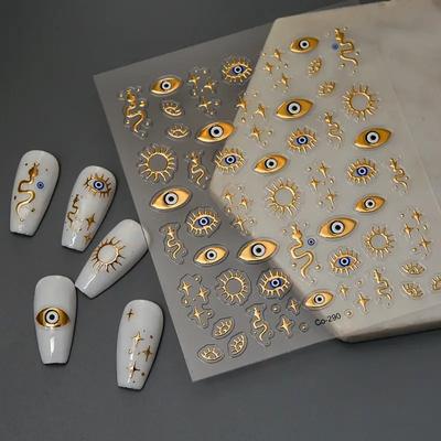 TEMU Golden-plated Eyes 5d Snake Totem Four-pointed Star Nail Sticker Image