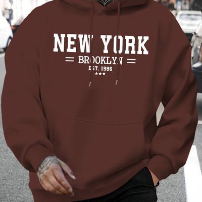 TEMU Men's 1986 Letter Sweatshirt Fashion Drawstring Hoodie Autumn And Winter Top Comfortable And Long Sleeve Hooded Sweatshirt Image