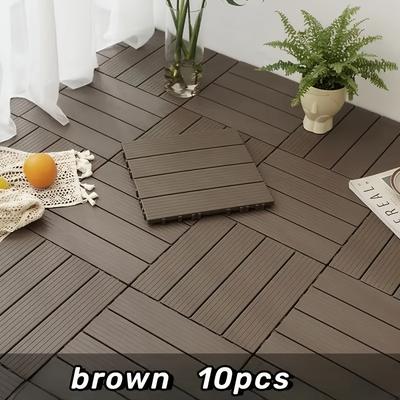 TEMU 10pcs Heavy Duty Outdoor Flooring, Self-piecing Plastics Outdoor Tiles 11.42'' For Patio, Garden, Balcony Flooring System Image