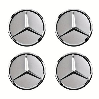 TEMU Wheel Centre Caps For E S Ml Slk - Silvery Alloy 75mm Diameter Compatible With Front And Rear Wheels - - Set Of 4 Image