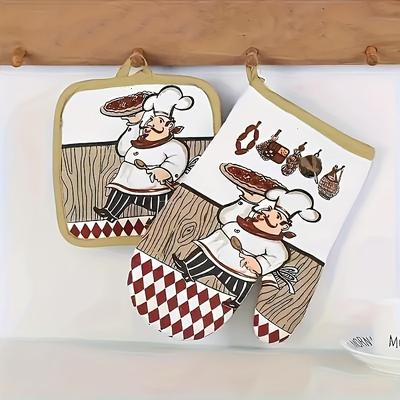 TEMU 2pcs Kitchen Glove Set, Dishwasher Washable - Comfortable Polyester Material, Hand Guard, Outdoor, Holiday Gift Image