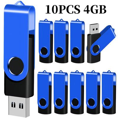 TEMU Ten Blue Usb 2.0 Flash Drives With Rotating Memory Sticks, In Of 128mb, 256mb, 512mb, 4gb, And 16gb, Desktop And Laptop Storage, Ideal As Business Gifts. Image