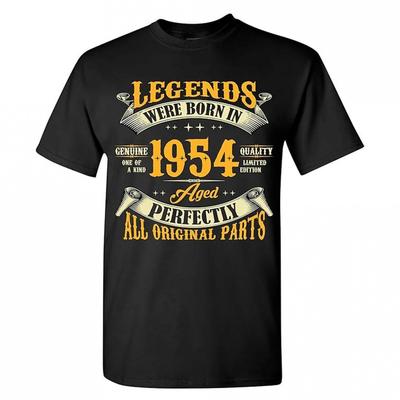 TEMU 70th Birthday Shirt For Men Born In 1954 Vintage Old T-shirt 100% Cotton Short Sleeve Tops Tees 51306 Image