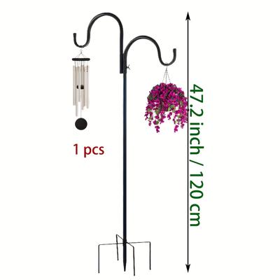 TEMU Adjustable Double Shepherd Hooks For Outdoor Garden - 5-prong Metal Base, Ideal For Hanging Plants, Lanterns, Hummingbird Feeders Image