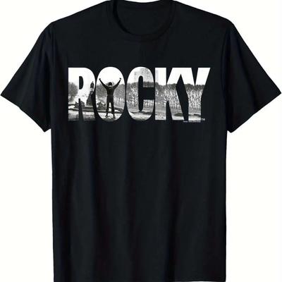 TEMU Men' -inspired Classic Movie Graphic T-shirt - White Text Print, Comfortable Regular Fit Short Sleeve Tee For Gym, Casual Streetwear & Summer Outfits, Smooth Fabric Shirt Image