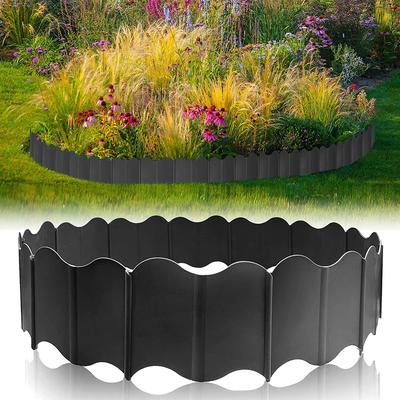 TEMU 10pcs Black Interlocking Plastic Garden Edging Border With Stakes - , Durable Landscape Fencing For Flower Beds, Lawns, And Patios, Garden Border Fence Image