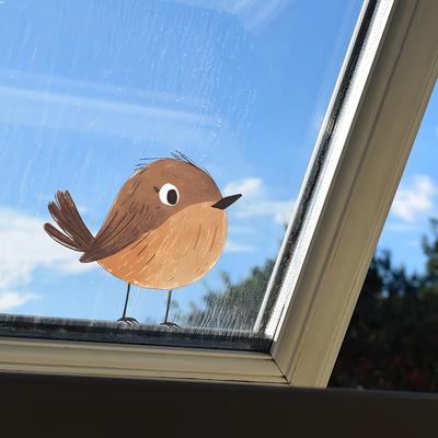 TEMU 1pc Sparrow Wall Sticker - Waterproof Pvc, Easy-to-remove, Windows, Living Room, Bedroom, Dorm, Classroom - 14.99x16.0cm, Living Room Decoration | Design | Durable Wall Art, Sparrow Decor Image