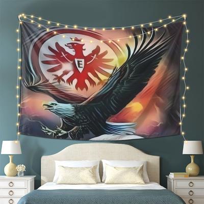 TEMU Flücken Eagle Emblem Tapestry, 100% Polyester Wall Hanging, Fashionable Design, Horizontal Layout, Woven, 90g/㎡, Suitable For Living Room, Bedroom, Office, Home Decoration And Party Decoration Image