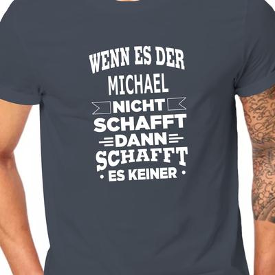 TEMU Michael Men's Casual Short Sleeve T-shirt - Geometric Print Summer Top, Lightweight Breathable Fabric, Regular Fit, Machine Washable, Everyday Clothing, Text Design, Comfortable Wear Image