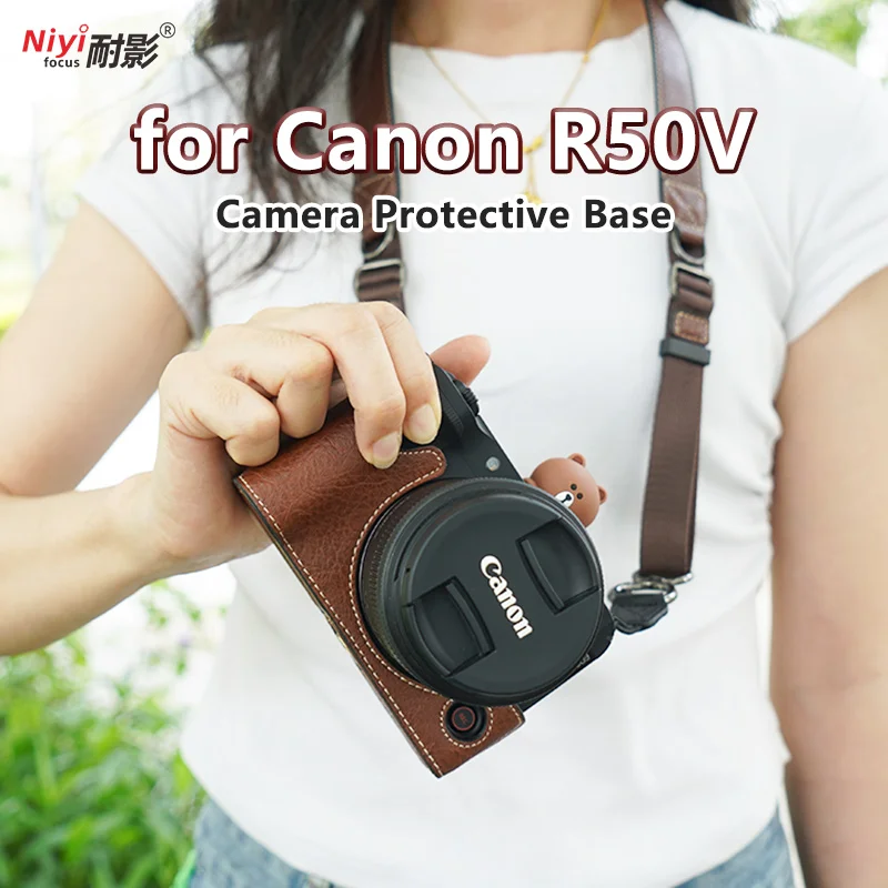 Kamera-Schutzhülle für Canon R50V, Kamera-Basisabdeckung, halbe Hülle für Canon EOS R50V, kratzfest, wasserdicht, unten offenes Riemen Image
