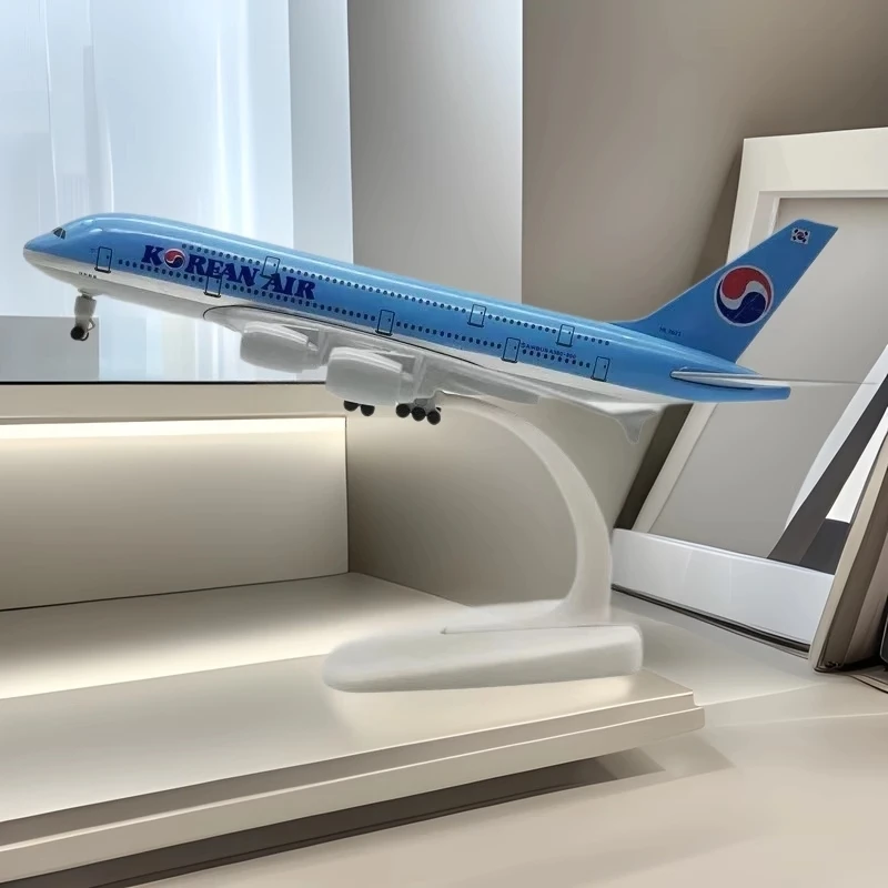 NEUE 20 cm Legierung Metall KOREA KOREAN AIR AIRBUS 380 A380 Airways Flugzeug Modell Diecast Flugzeug Modell Flugzeug Räder Image