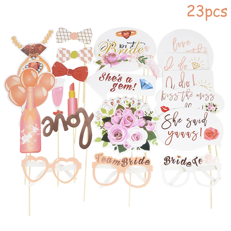 23 teile/satz Team Bride to Be Papier Photo Booth Requisiten Maske Photobooth Bachelorette Party Braut Dusche Hochzeit Dekoration Lieferungen Image
