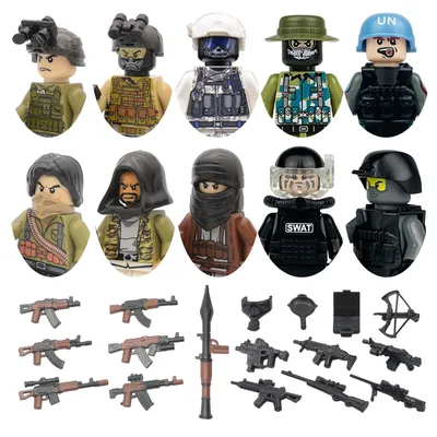 Militär SWAT Marines UN Polizei Moderne Kriegsführung Soldat Waffe Pistole Armee Figuren Playmobil Image