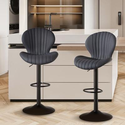 Hawthyhome - Barhocker 2er Set Barhocker Höhenverstellbar mit lehne •Hocker aus Fabric•Küchenstühle Image
