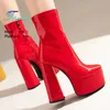 15 CM Chunky Heels Gothic Stil Kurze Stiefel Frauen Karree Dicken Boden Schuhe 2025 Neue Herbst Winter Plattform Stiefel größe 34-43