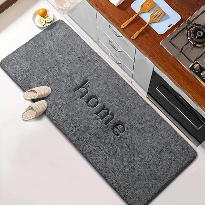 Long simple kitchen floor mat flannel absorbent foot mat home thick non-slip carpet entrance mat bathroom mat