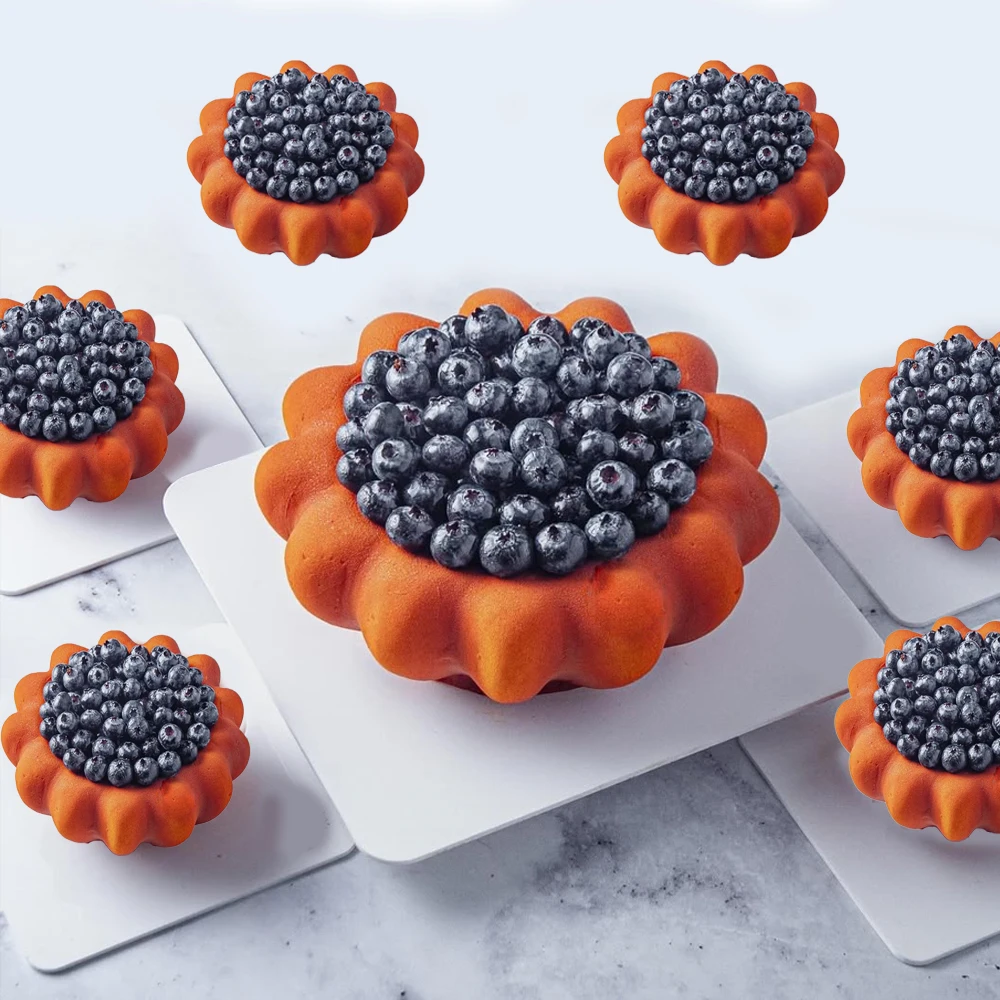 1 oder 6 Zellen gezahnte Kante Blumentopf Design Mousse Kuchen Formen Lebensmittelqualität Silikon Kuchenform Küche Backformen Dessert Werkzeuge Image