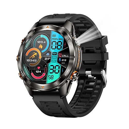 kt80 Smartwatch, 1,46-Zoll-HD-Display, Outdoor-Sportuhr mit Anruferinnerung, Taschenlampe, UV-Erkennung, wasserdicht, über 100 Modi, 48-mm-Gehäuse