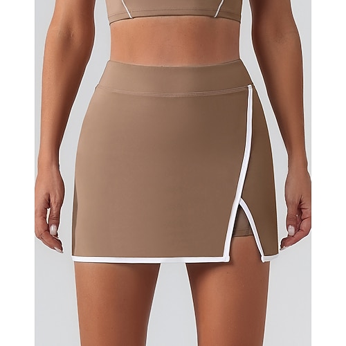 Damen Patchwork Lässiger Rock Tennisröcke mit Shorts Tasche Geteilt Atmungsaktiv Tennis Pickleball Schwarz Rosa Blau Spandex Tennisbekleidung Image