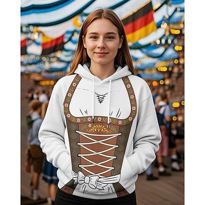 Oktoberfestbier Kapuzensweatshirt Druck Fronttasche Grafik Für Damen Erwachsene Karneval Oktoberfestbier 3D-Druck Urlaub Party Image