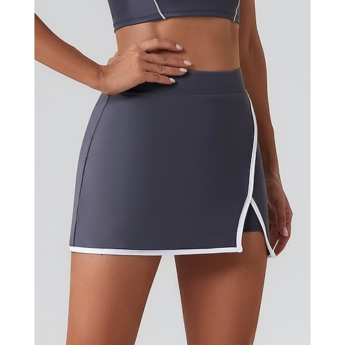 Damen Patchwork Lässiger Rock Tennisröcke mit Shorts Tasche Geteilt Atmungsaktiv Tennis Pickleball Schwarz Rosa Blau Spandex Tennisbekleidung Image