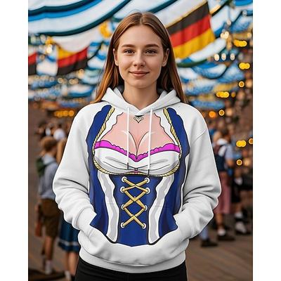 Oktoberfestbier Kapuzensweatshirt Druck Fronttasche Grafik Für Damen Erwachsene Karneval Oktoberfestbier 3D-Druck Urlaub Party Image