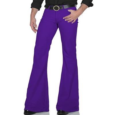Retro Vintage 1970er Groovy Schlaghosen Hippie Disco Mittlere Hüfthöhe Einfarbig Herren Halloween Karneval Musikfestival Retro-Mottoparty Erwachsene Hose Image